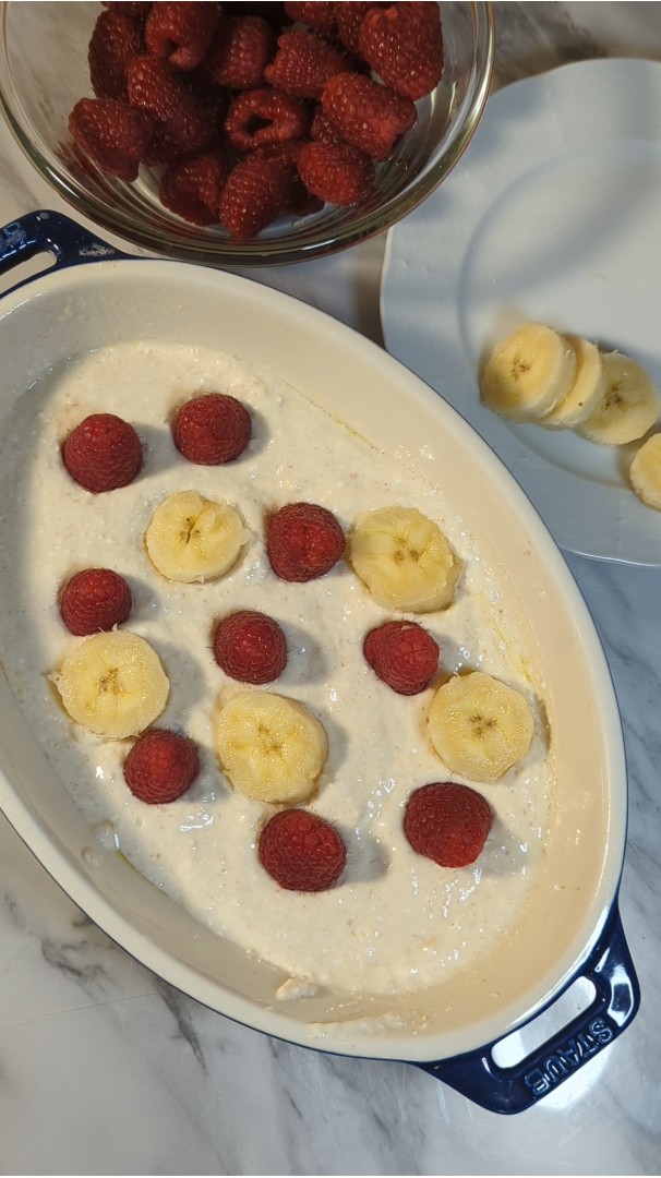 Banana Raspberry Breakfast Cheesecake